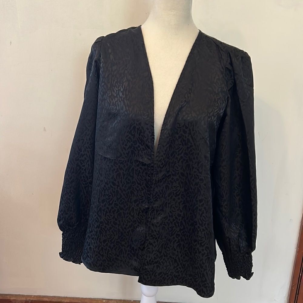 Japna black animal print open jacket Size S New